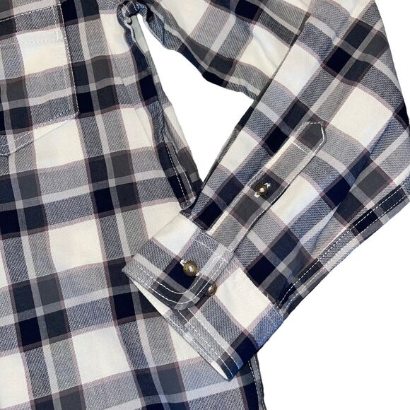 Carhartt Button Up M Gray Plaid Collared Medium Shirt Top Purple - Picture 5 of 11